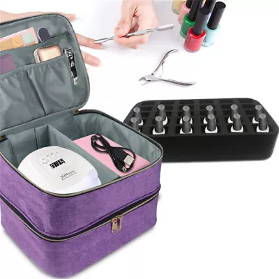 2 Layers Essential Oil Case 30 Bottles Nail Polish Storage Bag Cosmetic Handbag • $29.45