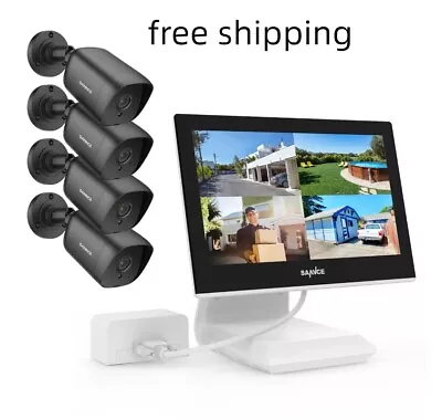 SANNCE 4CH 10.1  LCD Monitor 1080p DVR Outdoor 2MP CCTV Security Camera System • $113.32