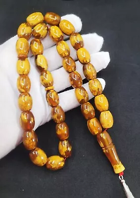 51.18gr Egg Yolk Antique Natural Royal Kahraman Amber Islamic Rosary Prayer Bead • $189