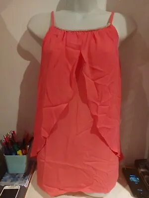 £3.90 • Buy *NEW* Eva & Lola. Pink/coral Floaty Vest Top.  Size Medium (10-12?)