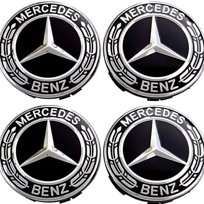 4Pcs Fit Mercedes Benz 75mm Hubcaps Wheel Center Caps Rim Emblem Logo Black AU • $19.99