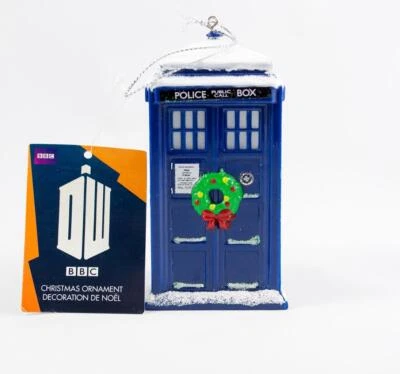 $10 • Buy Doctor Who TARDIS Police Call Box Ornament Snow Wreath Kurt Adler BBC Lighted