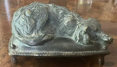 Vintage Bronze Sleeping Dog Statue • $56