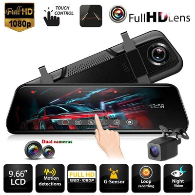 $182.59 • Buy 10  1080P/720P Dual Lens Car DVR Dash Cam Reversing Camera Mirror Video Recorder