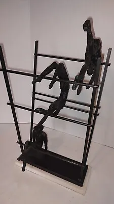 Rare Metal Figurative Sculpture Gymnast Iron Marble Vortex  Global Views • $249.99