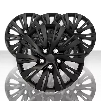 15  Set Of 4 Black Wheel Covers Snap On Full Hub Caps For R15 Tire & Steel Rim • $48.95