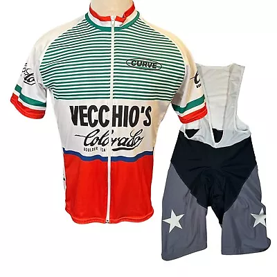 Curve Vecchio's Cycling Kit Jersey Short Sleeve Full Zip Sz XL Boulder Colorado • $30