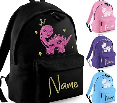 Personalised Dinosaur Backpack Kids Girls Rucksack PE Kit School Bag • £9.99