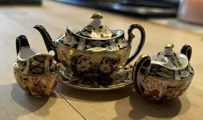 Set 6 Royal Crown Derby IMARI Miniature Tea Set Teapot Sugar Creamer Lid Platter • $295