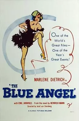 THE BLUE ANGEL Movie POSTER 27 X 40 Marlene Dietrich Emil Jannings B • $24.95