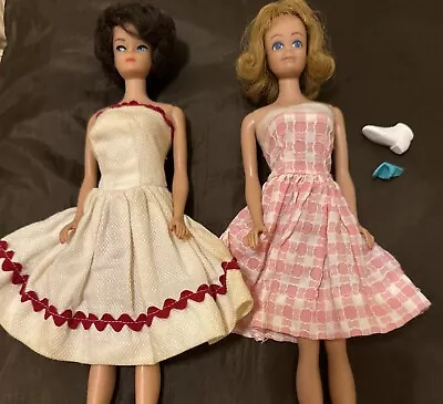 Vintage Midge Barbie Handmade Outfits Two Dresses+ Shoe Replacement 1960 No Doll • $9