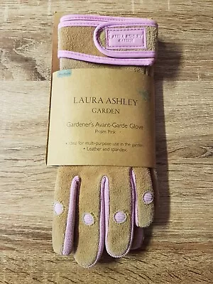 Laura Ashley M Medium Avent Garde Gardening Gloves Leather Spandex Pink Tan BNWT • £13.50