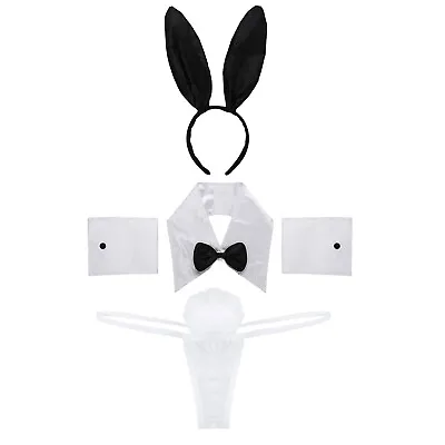 Women Bunny Costume Role Play Sexy Rabbit Ear Headband Collar Bow Tie Cuffs Tail • $6.29