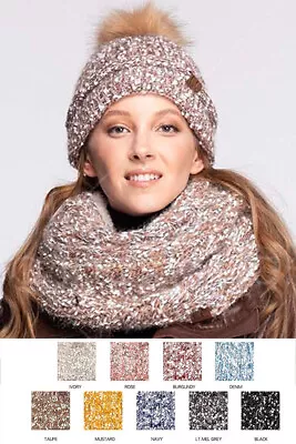 C.C Women's Winter Eyelash Confetti Yarn Knitted Infinity Loop Scarf • $24.99