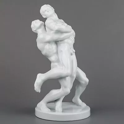 Herend Large Art Deco Nude Olympic Wrestlers Statue New #5788 • $1499