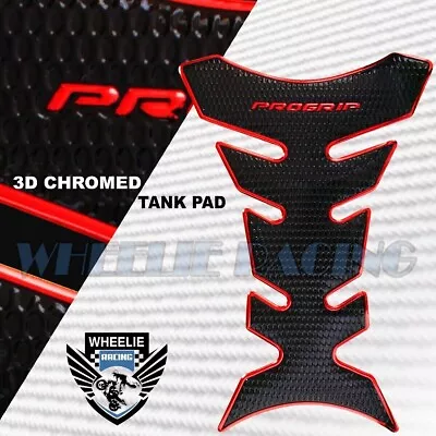 3d Fuel/gas Tank Pad Protector Decal Pro Grip Perforated Gloss Black+chrome Red • $16.98