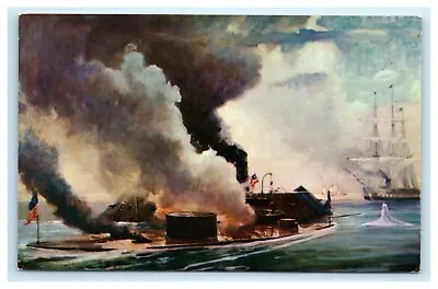 POSTCARD Battle Between Merrimac & Monitor Painting By Thomas C Skinner • $7.95