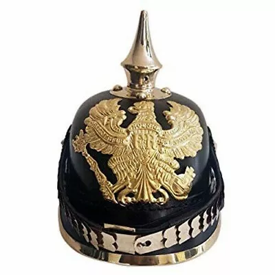 NEW GERMAN PICKELHAUBE Leather HELMET PRUSSIAN BLACK HELMET • $116.59