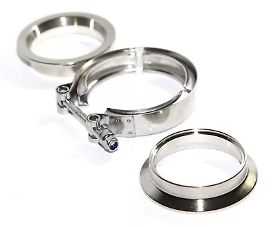 $18 • Buy 2.5'' V-Band Flange & Clamp Kit For Turbo Exhaust Pipes STAINLESS STEEL