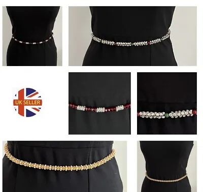 £12.99 • Buy Crystal Diamante Girls Women Waist Chain Belly Beach Saree Dress Belt/Necklace