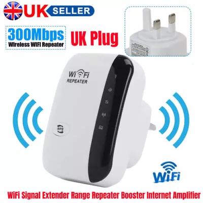 WiFi Signal Extender Range Repeater Booster 300Mbps Internet Amplifier UK Plug • £8.35