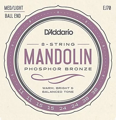 D'Addario EJ70 Phosphor Bronze Mandolin Strings Ball End  Medium/Light 11-38 • $11.99