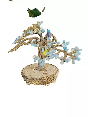 Vintage Swoboda Turquoise Gemstone Bonsai Tree Mid Century Gold Plated Sculpture • $59.49