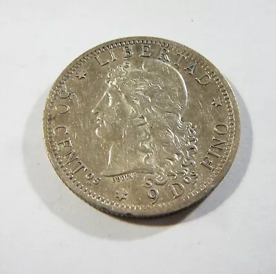 1882 Argentina 50 Centavos Silver Coin AU • $85