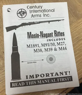 Century Arms International Mosin Nagant M91/30 Manual • $9.99