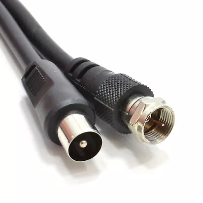 Coaxial F Type Connector Male Plug To RF Aerial Male Plug RG59 Cable  2m Black • £3.13