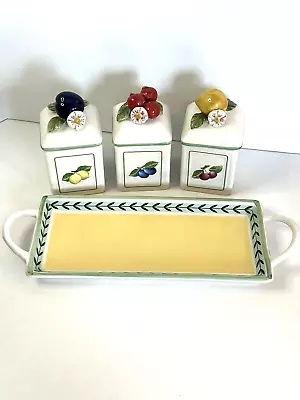 Villeroy & Boch FRENCH GARDEN CHARM 4 Pc JAM & JELLY SET With Condiment Tray • $119.25