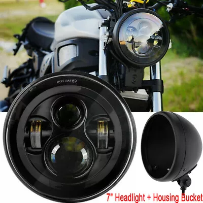 7 Inch LED Headlight Hi/Lo Beam + Housing Bucket For Yamaha V-Star XVS 1100 950 • $76