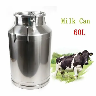 60L Stainless Steel Milk Can Food Beverage Barrel Storage Bucket Container USA • $128.25
