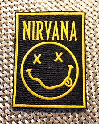 Nirvana (band) Smiley Face Embroidered Patch Iron-On Sew-On US Ship Rock Grunge • $4.25