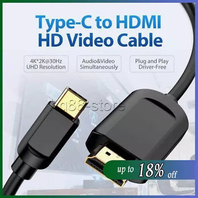 USB C Type C To HDMI TV AV Adapter Cable Tablet Mobile Phone HDTV For Samsung UK • £6.86