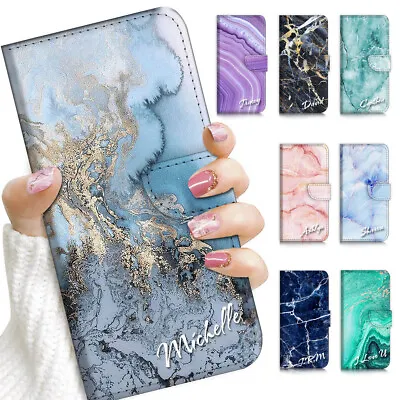 Personalised Name Marble Flip Case Cover For Optus X Swift X Pro X Delight X Go  • $13.99