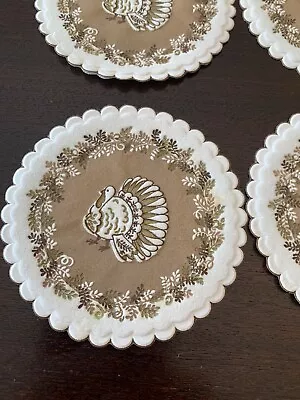 Vintage Hallmark Paper Coasters Thanksgiving Turkey Set Of 11 • $6