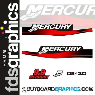 Mercury 9.9hp 2 Stroke Outboard Decals/sticker Kit (2003) + Resin Domed M Decal • $41.03