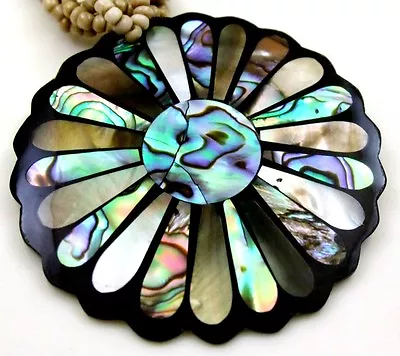 Natural Paua Abalone Shell Mother Of Pearl Pendant Beads Necklace Jewelry GA306 • $17.99