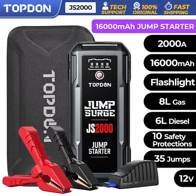 TOPDON Jump Starter 2000A Portable 12 Volt Car Battery Heavy High Booster AU • $114.99