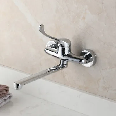 2 Holes Wall Mount Long Handle Elbow Touch Medical Faucet Basin Mixer Brass Taps • $49.98