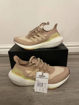 £49.99 • Buy Womens Adidas UltraBoost 21 FY0399 Uk Size 6 Ash Pearl Halo Ivory Brand New