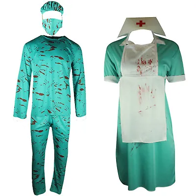 Bloody Surgeon Nurse Halloween Costume Uniform Dress Outfit Fancy Dress Zombie • £3.97