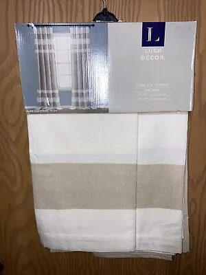 NEW Lush Decor Cape Cod Stripe Two Panels Curtains 40” X 84” Each Taupe Ivory • $35