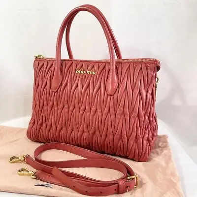 MIU MIU 2way Handbag Shoulder Bag Matelasse Red Women Preowned Authentic From JP • $425