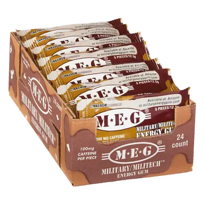 MEG - Military Energy Gum | 100mg Caffeine Pc | Cinnamon 24 Pack (120 Count) • $28
