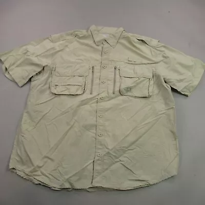 Cabelas Shirt Mens 2XL Tall Short Sleeve Pockets Button Front Adult Green Vented • $19.97