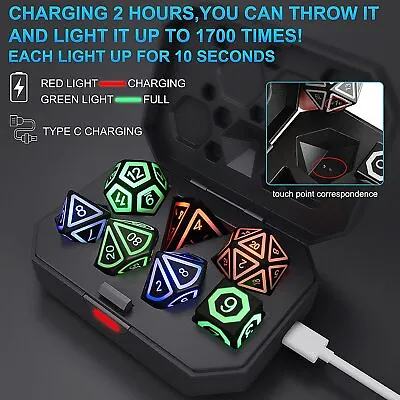 $56.23 • Buy Dungeons And Dragons LED Glow Dice Set Rechargeable DND Dice With Charging Box