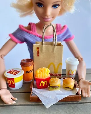 1:6 Miniature Coffee To Go Cup Bag Clay French Fries Hamburger 8 Pcs McDonald's • $11.99