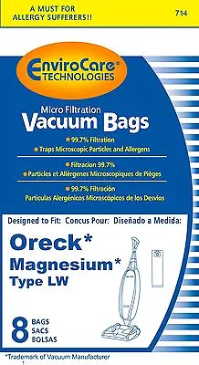 Oreck Magnesium Vacuum Bags Type LW 8 Pack By EnviroCare • $11.95